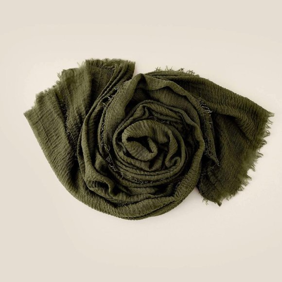 Super Soft Raw Hem Solid Gauze Scarf Shawl Head Wrap for All Seasons - Mustard - Picture 12 of 13